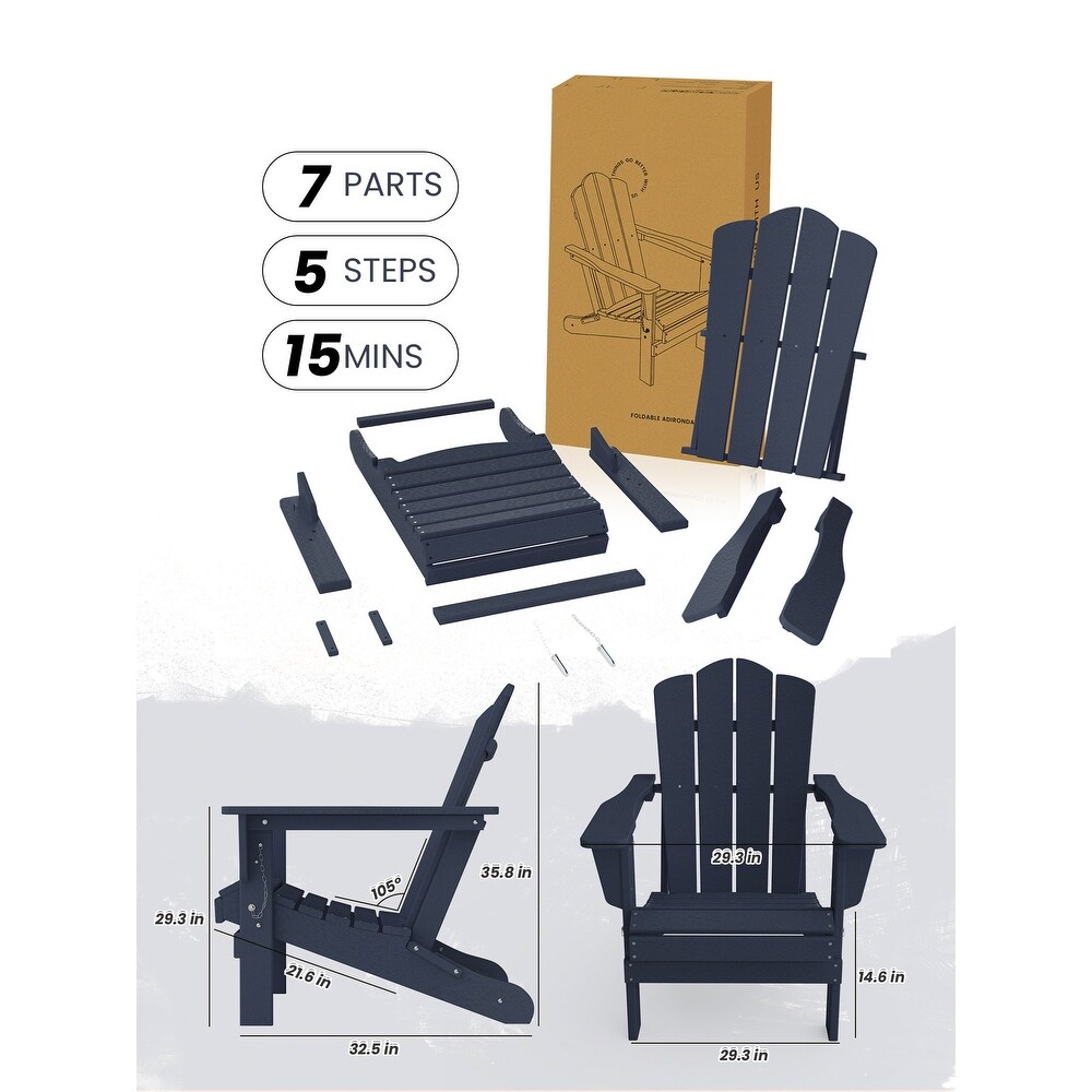 Plastic Folding Outdoor Patio Adirondack Chair With Slat Seat