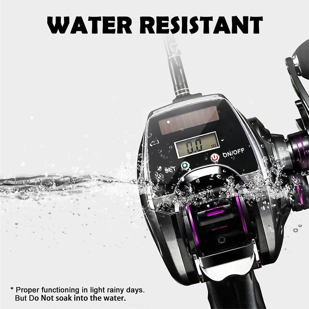 6+1bb 8.0:1 Ratio Digital Display Baitcasting Reel With Line Counter Sun Power Charging System High Speed Fishing Reel Tackle Accessories