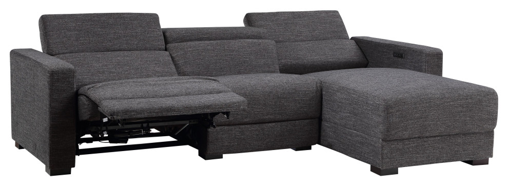 Zara Dark Gray Polyester Fabric Power Reclining Sectional   Transitional   Sectional Sofas   by Steve Silver  Houzz