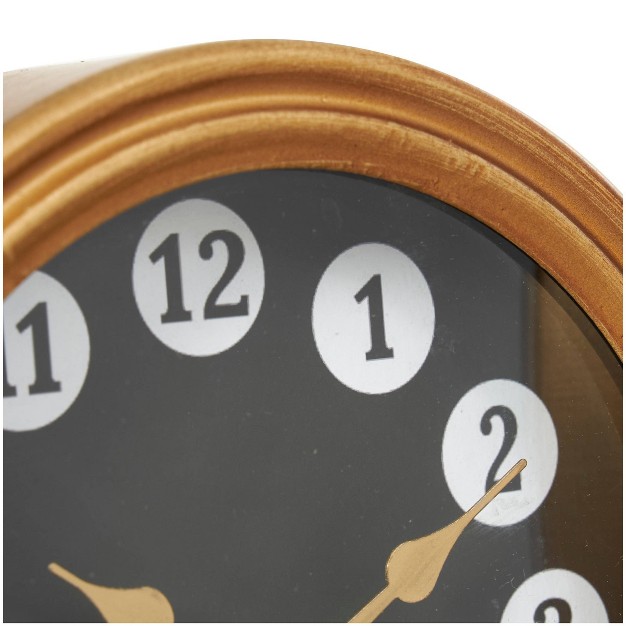 Set Of 2 Metal Round And Square Tabletop Clocks With Black Bases And White Circle Hour Markers Gold Olivia amp May