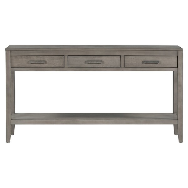 3-Drawer Console Table with 1 Shelf， Classic Entrance Storage Display Table for Entryway， Living Room， Hallway