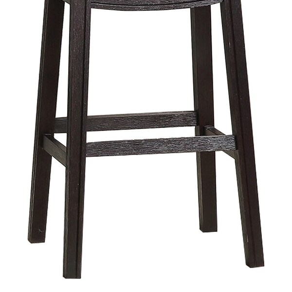 Curved Leatherette Bar Stool with Nailhead Trim， Set of 2， Black