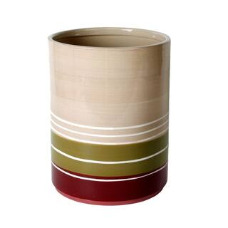 Saturday Knight Madison Stripe Ceramic Wastebasket in Red H0891000250004