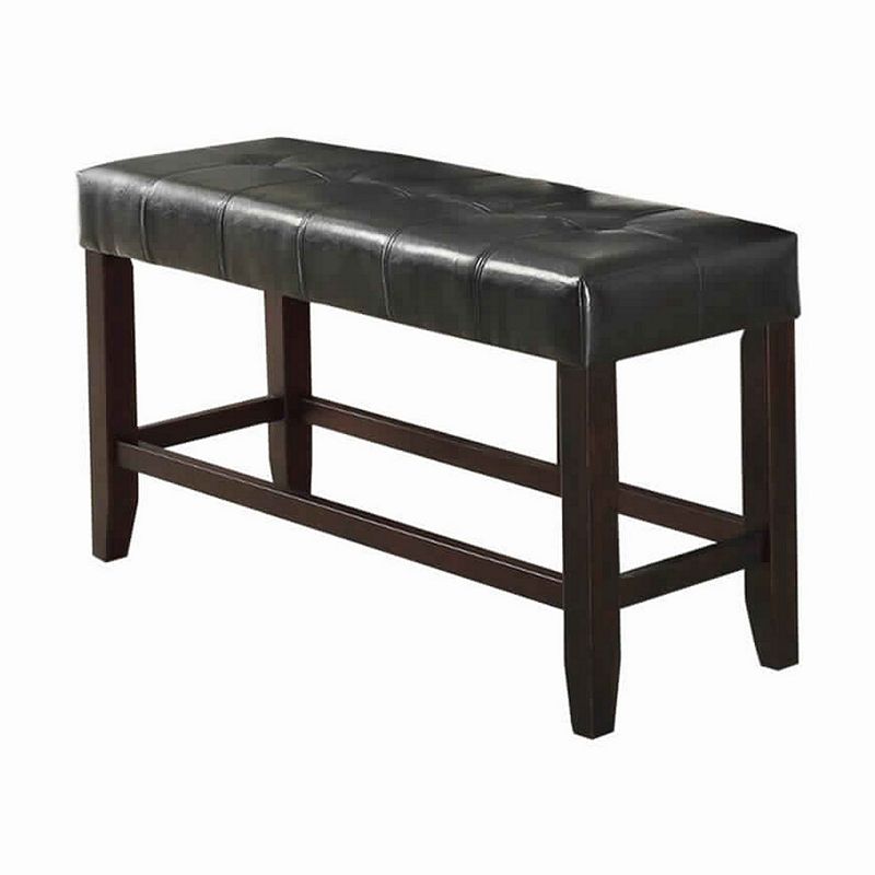 Wood Based High Bench With Tufted Seat Black and Brown