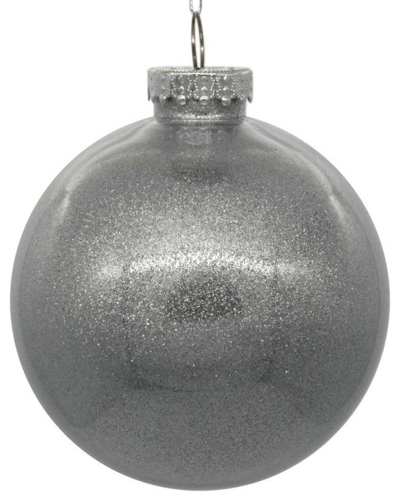 6 quotSilver Glitter Clear Ball 4 Pack   Christmas Ornaments   by Vickerman Company  Houzz