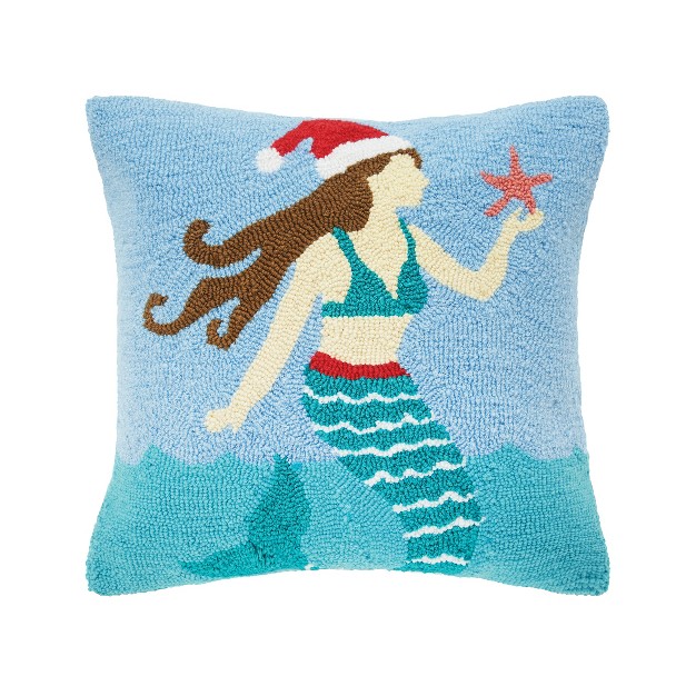 C amp f Home Santa Star Mermaid Hooked Throw Pillow