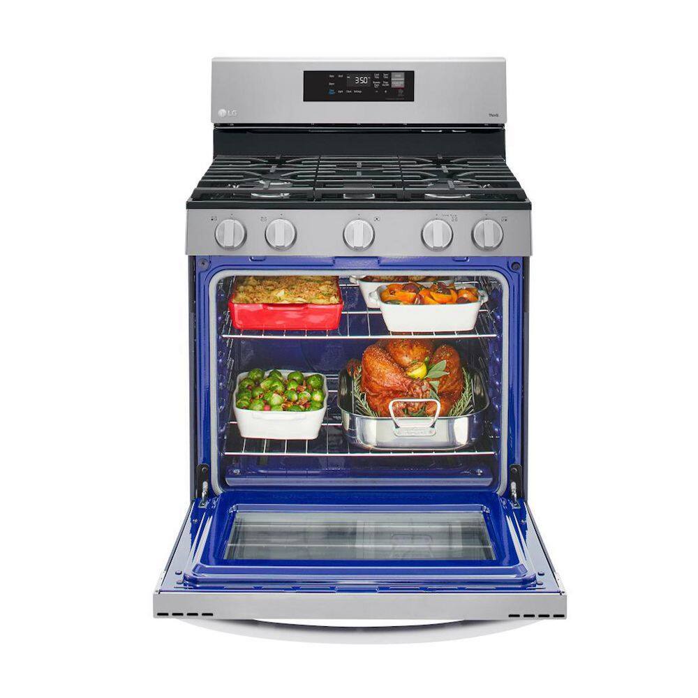 LG 30 in. 5.8 cu.ft. Smart Single Oven Gas Range with EasyClean Wi-Fi Enabled in. Stainless Steel LRGL5821S