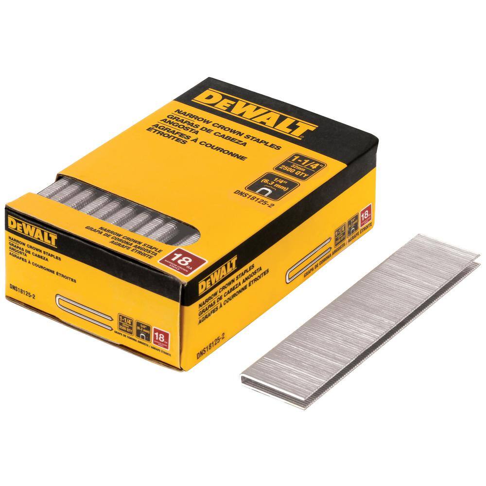 DW 14 in. x 1-14 in. 18-Gauge Glue Collated Crown Staple (2500 Pieces) DNS18125-2