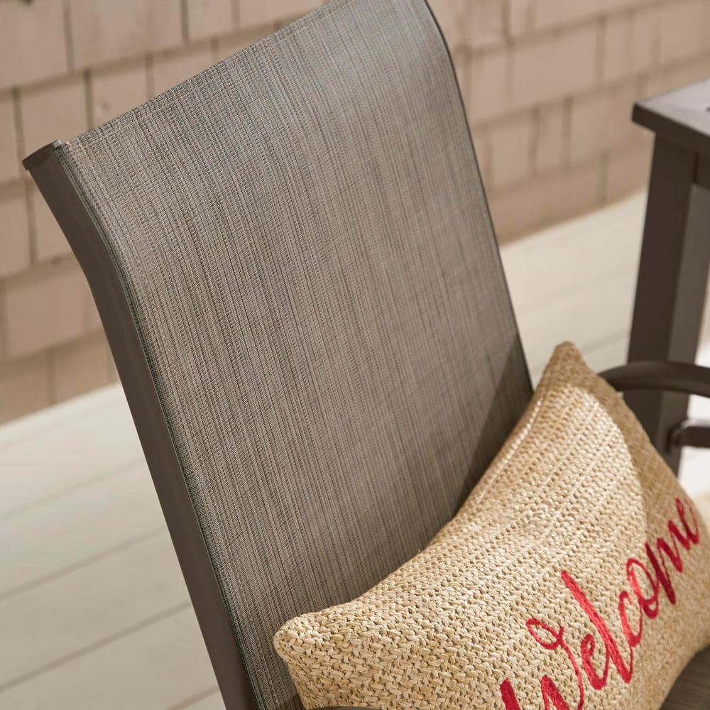 StyleWell Mix and Match Dark Taupe Steel Sling Outdoor Patio Dining Chair in Riverbed Taupe Tan (2-Pack) FCS00015Y2PKRVB