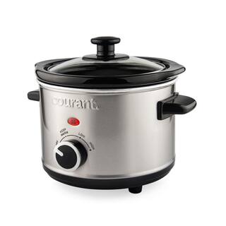 Courant 1.6 qt. Mini Slow Cooker Crock Warm Settings Stainproof Stoneware Pots Stainless Steel MCSC1524ST974