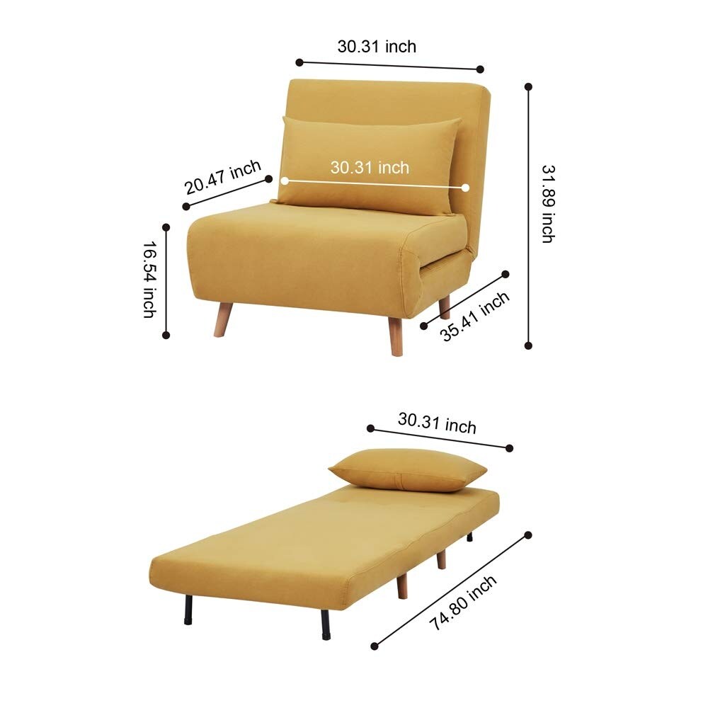 Tri Fold Convertible Polyester Sofa Bed Chair with Removable Pillow