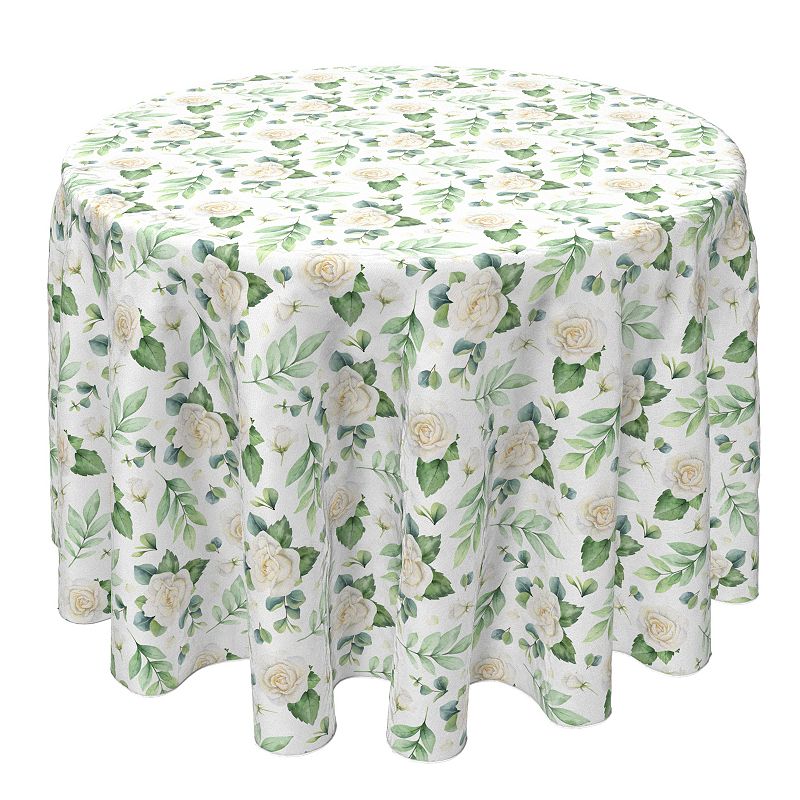 Round Tablecloth， 100% Cotton， 60 Round， Floral Wedding Elegance