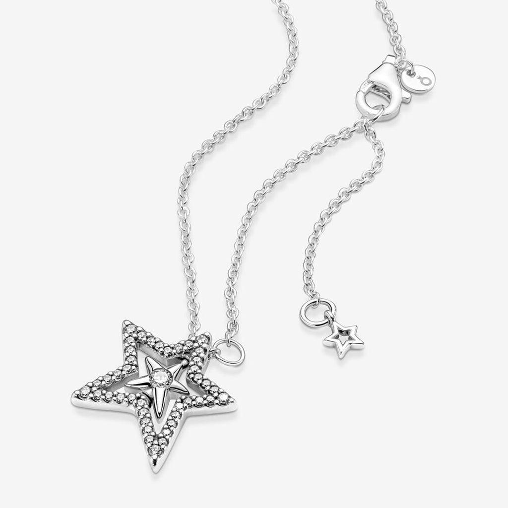 PANDORA  Pavé Asymmetric Star Collier Necklace - 17.7