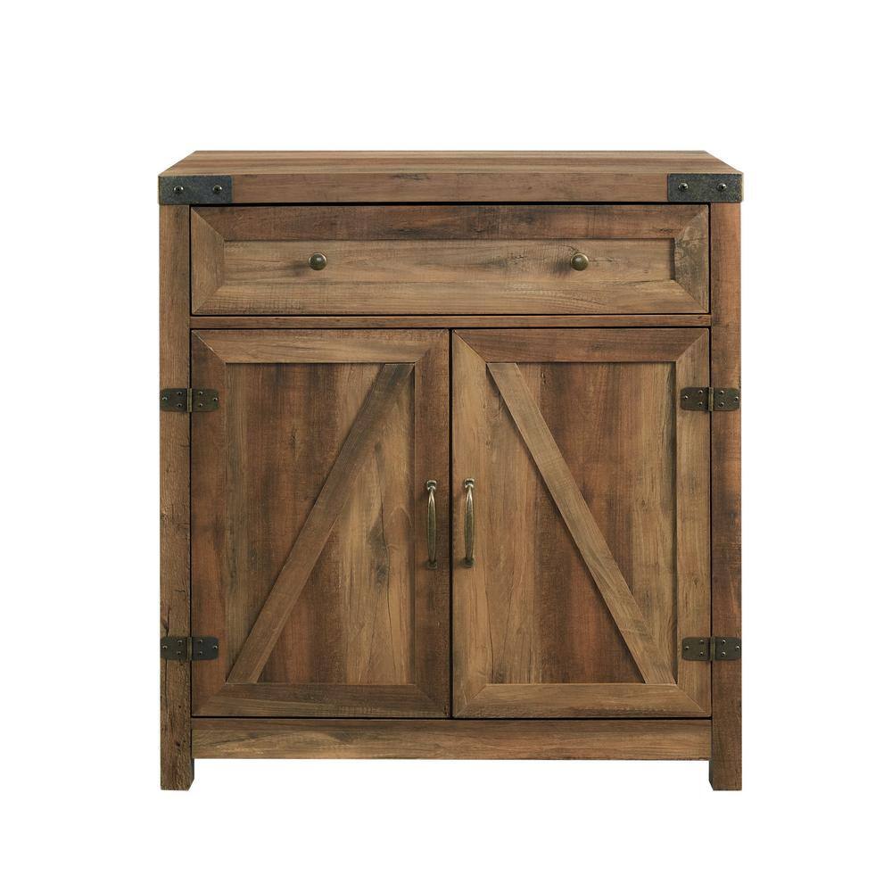 Welwick Designs Barnwood Collection 30 in. Barnwood Accent Cabinet with Barn Doors HD8241