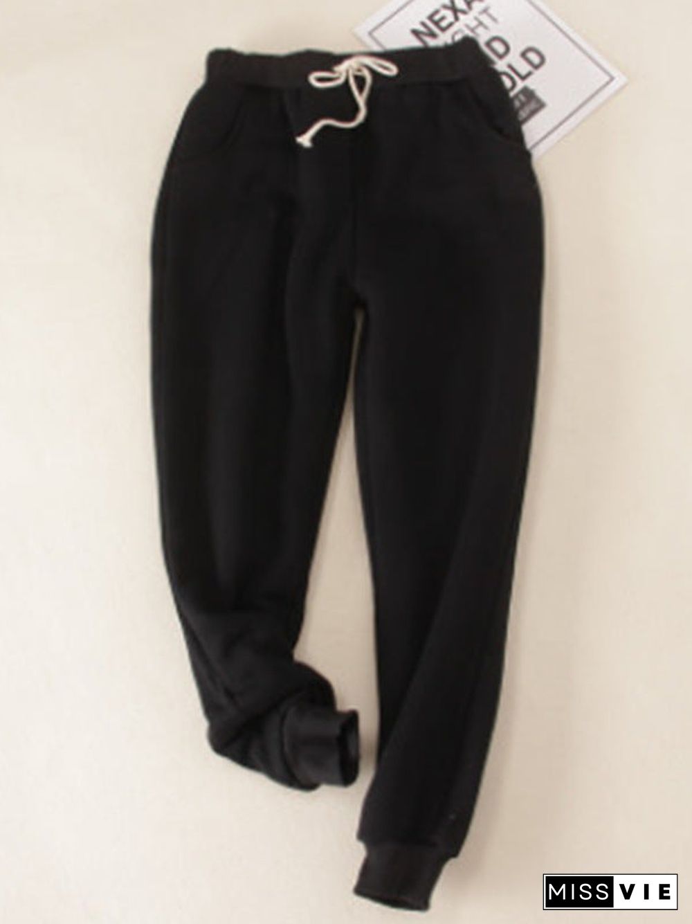 Casual Fluff/Granular fleece fabric Loose H-line Pants