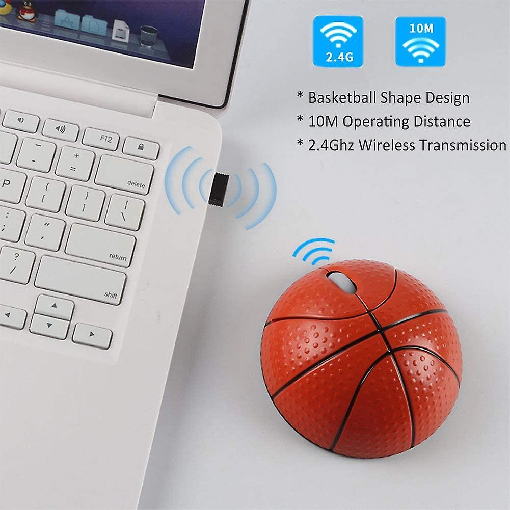 Cool Basketball Shape 2.4ghz Wireless Mouse Optical Mouse Portable Office Mice With Usb Receiver For Pc Computer Laptop Funny Gift (orange)