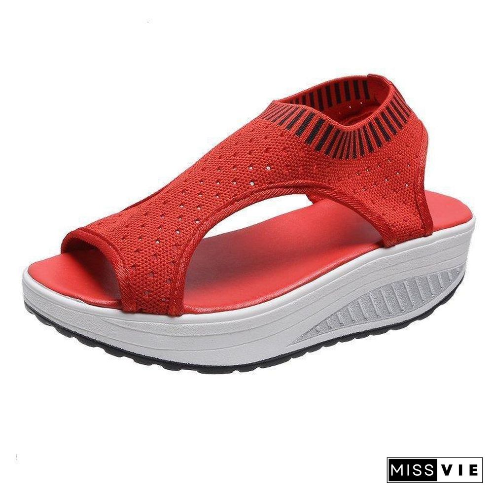 Women Thick-Soled Hollow Flyknit Sandal