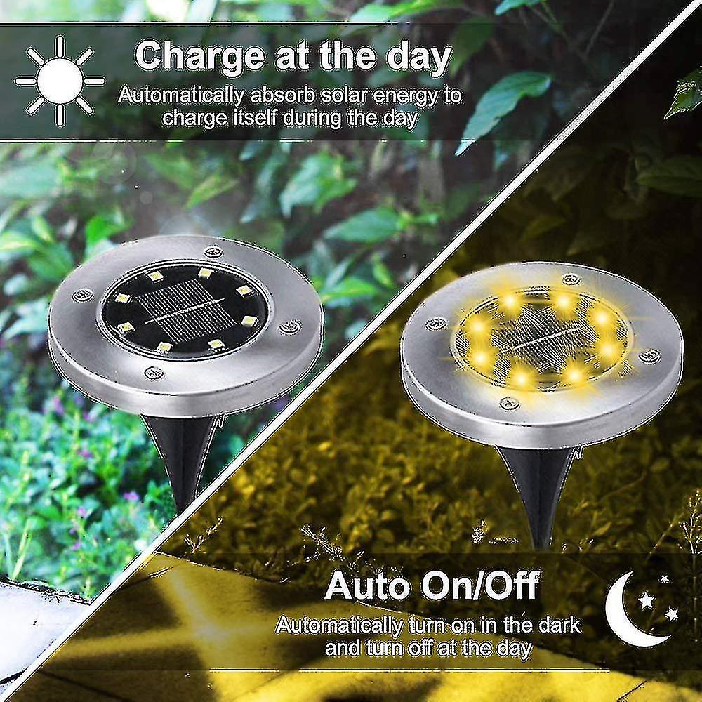 4 Pack Solar Stainless Steel Path Lights，sensing Landscape Lights