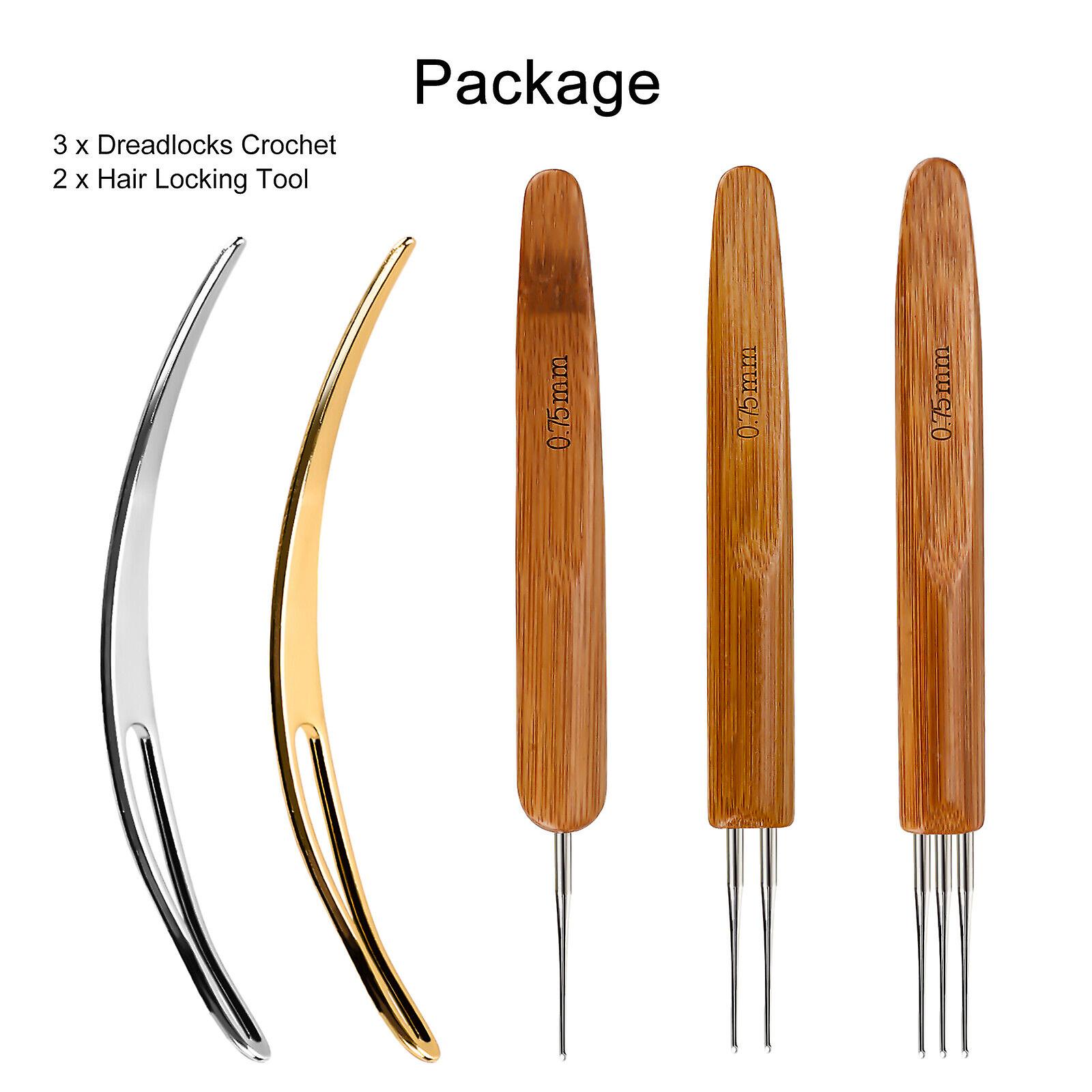 Crochet Needle Hook Bamboo Handle Dreadlock Knit Hair Making Braiding Tool Set