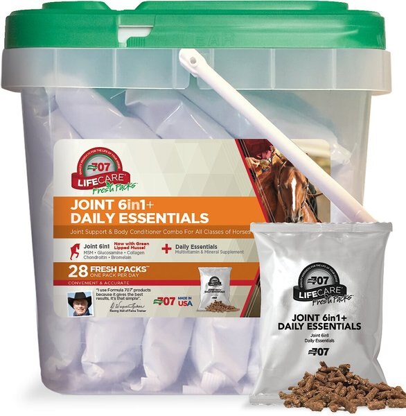 Formula 707 Joint 6-in-1 and Daily Essentials Pellets Hay Flavor Horse Supplement， 28 count