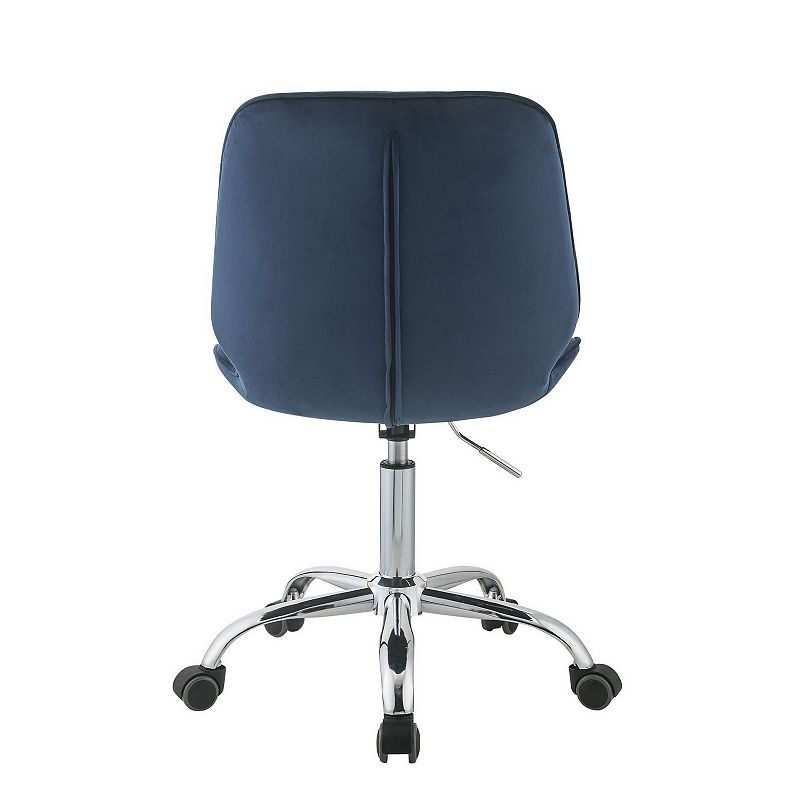 Adjustable Office Chair with Channel Stitching， Blue and Chrome