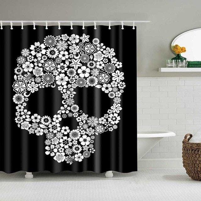 Skull Design Custom Waterproof Bathroom Curtain