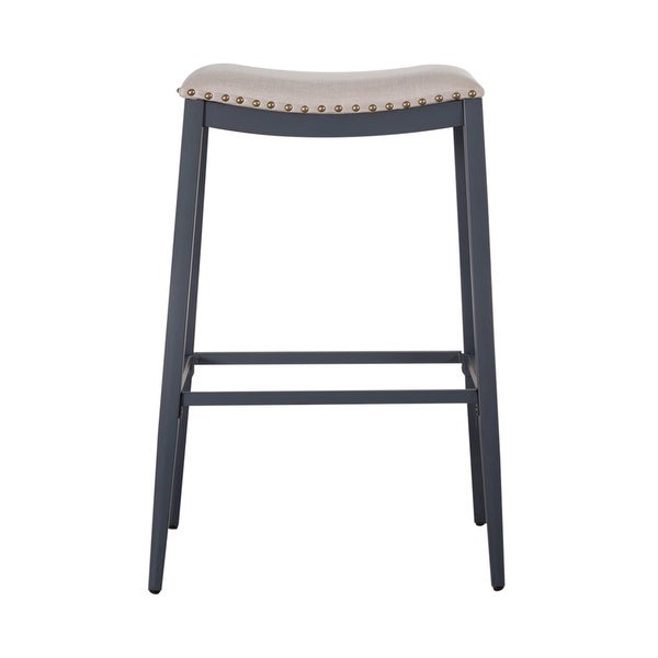 Vintage Series Distressed Metal Backless Upholstered Barstool - (Set of 2)