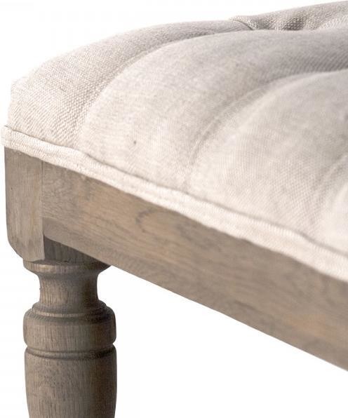 Ottoman Square Natural Cream Linen Recycled Oak Reclaimed   Traditional   Footstools And Ottomans   by EuroLuxHome  Houzz