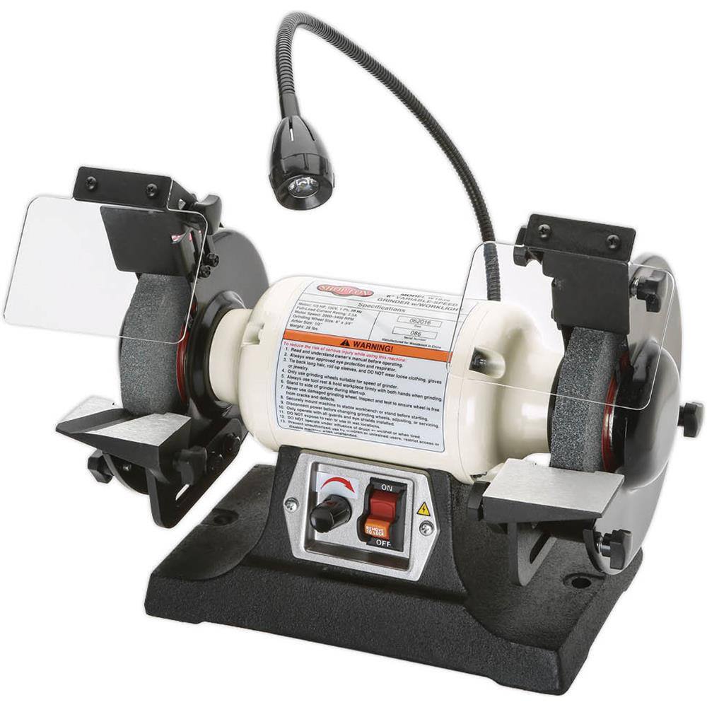 Shop Fox 6 in. Variable-Speed Grinder with Worklight W1839