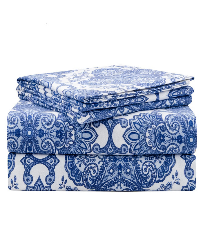 Pointehaven Alpine Blue Luxury Weight Flannel Sheet Set， Twin