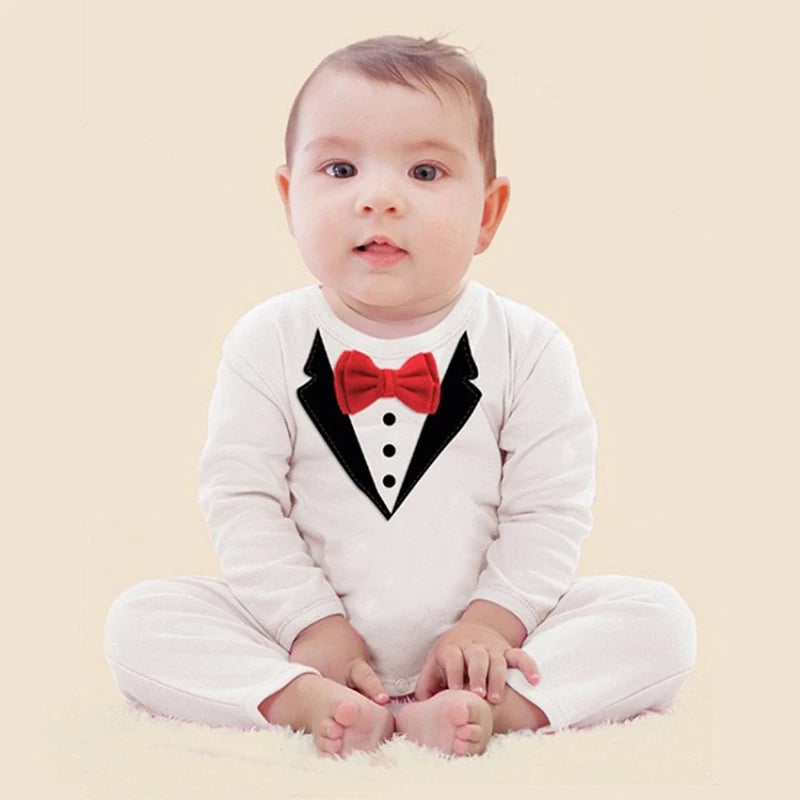 Baby Boy Clothes Spring Autumn Cotton Formal Romper Gentleman Outfit Newborn One-Piece Clothing Handsome Jumpsuit Party Suit