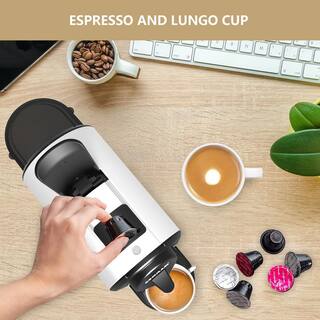 Edendirect Rebin One Cup White Espresso Machine to Make Espresso (1.4oz) Lungo(2.8oz) with Capsule Container 20 Bar HJRY23040402