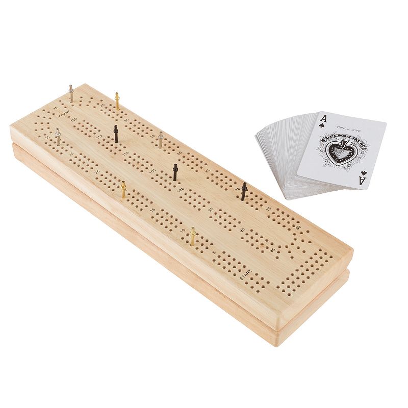 Hey! Play! Wood Cribbage Board Game Set