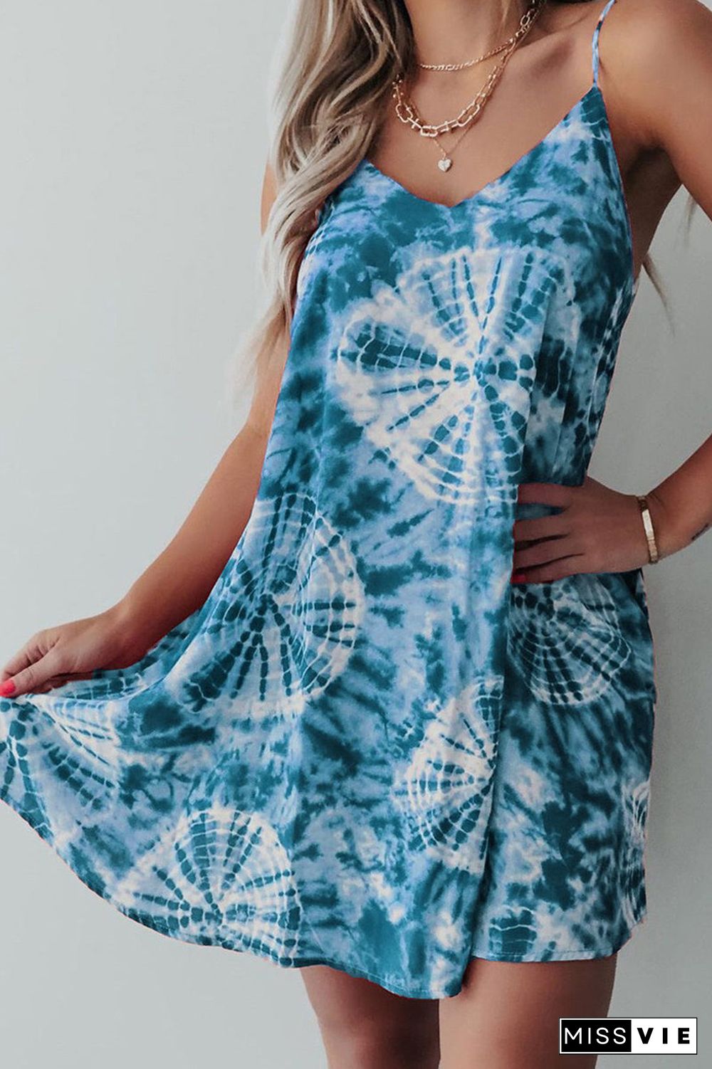 Halter Tie Dye Plus Size Mini Dress