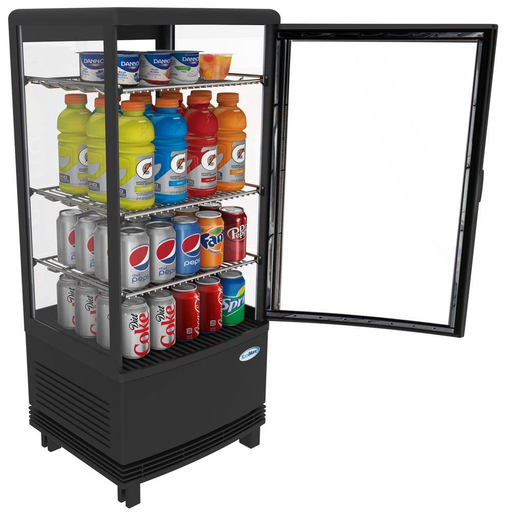 Koolmore 16 in. W 3 cu. Ft. Countertop Commercial Refrigerator Glass Display Beverage Cooler in Black KT17-3B