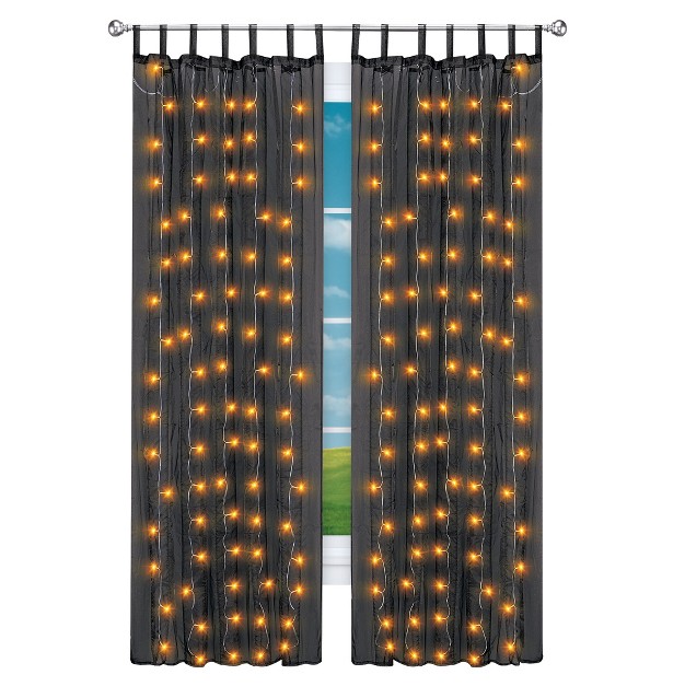 Collections Etc Orange Led Lighted Pre lit Sheer Black Curtain Panel