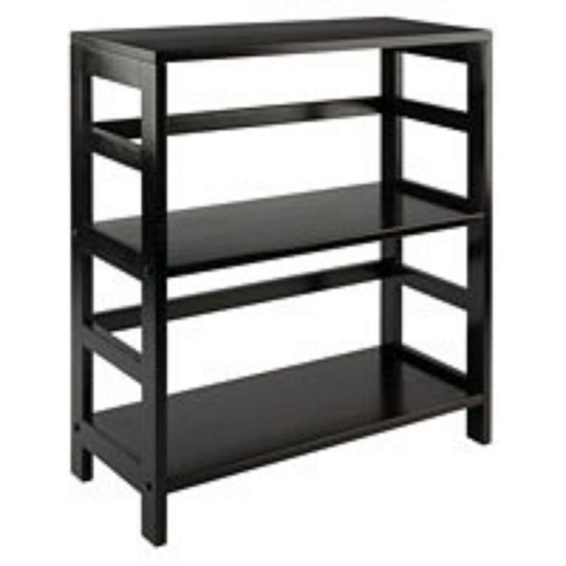 29” Espresso Black Storage Shelf or Bookcase with Two Tier Wide