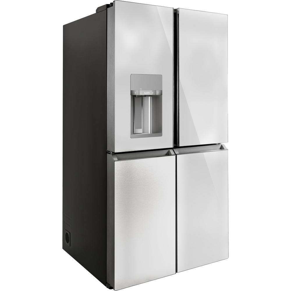 Cafe 27.4 cu. ft. Smart 4-Door Quad French Door Refrigerator in Platinum Glass ENERGY STAR CQE28DM5NS5