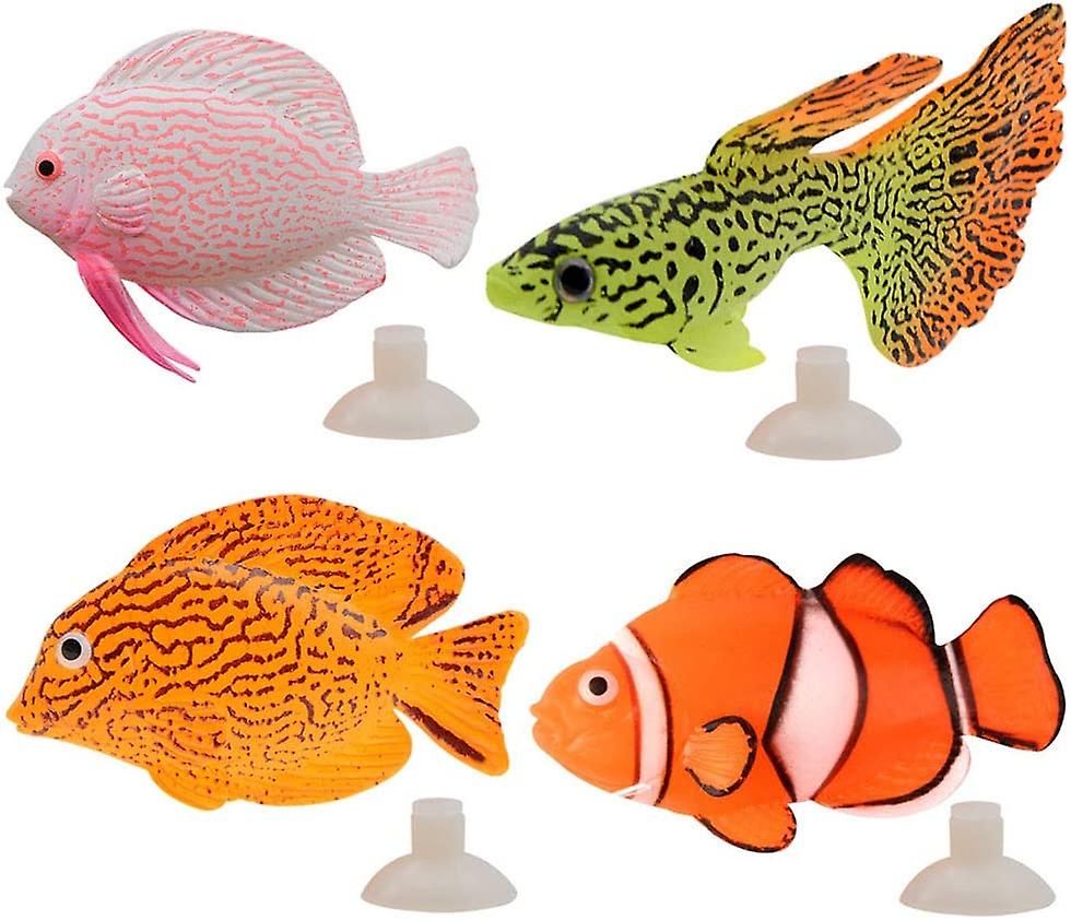 Fake Tropical Fish Silicone Fake Fish For Aquarium Fish Tank Decor Fake Goldfish For Fish Tank Decoration Artificial Fish Aquarium Toy Fish Tank (4 Pi