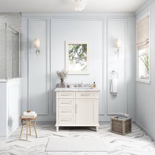 Home Decorators Collection Sonoma 36 in. W x 22 in. D x 34.50 in. H Bath Vanity in Off White with Carrara Marble Top Sonoma 36OW