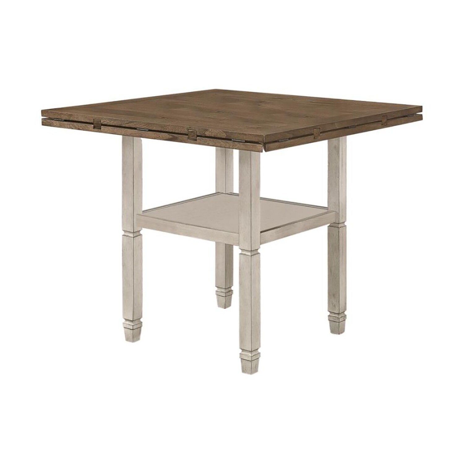 Wood Counter Height Table in Nutmeg and Rustic Cream