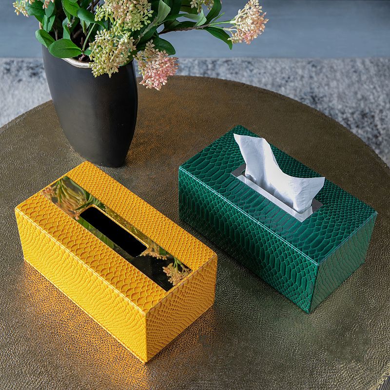 AandB Home Faux Leather Tissue Box Cover Table Decor