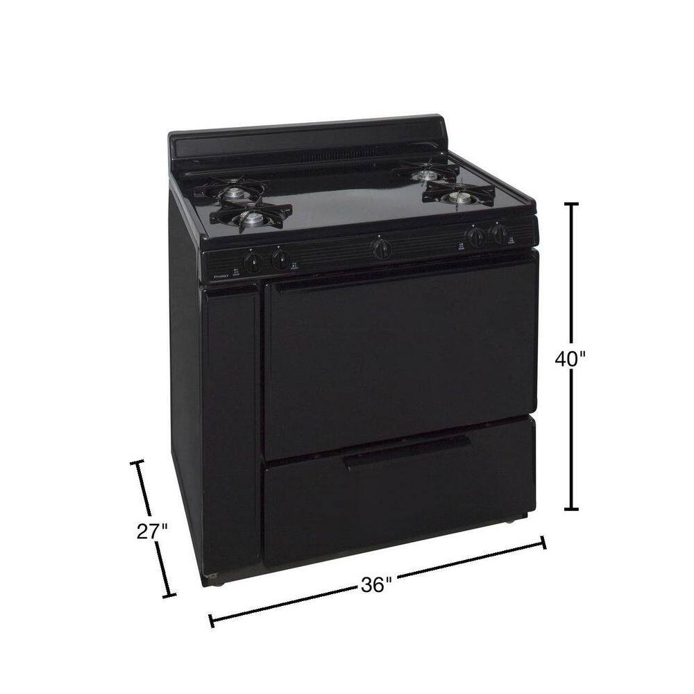 Premier 36 in. 3.91 cu. ft. Freestanding Gas Range in Black SLK100BP