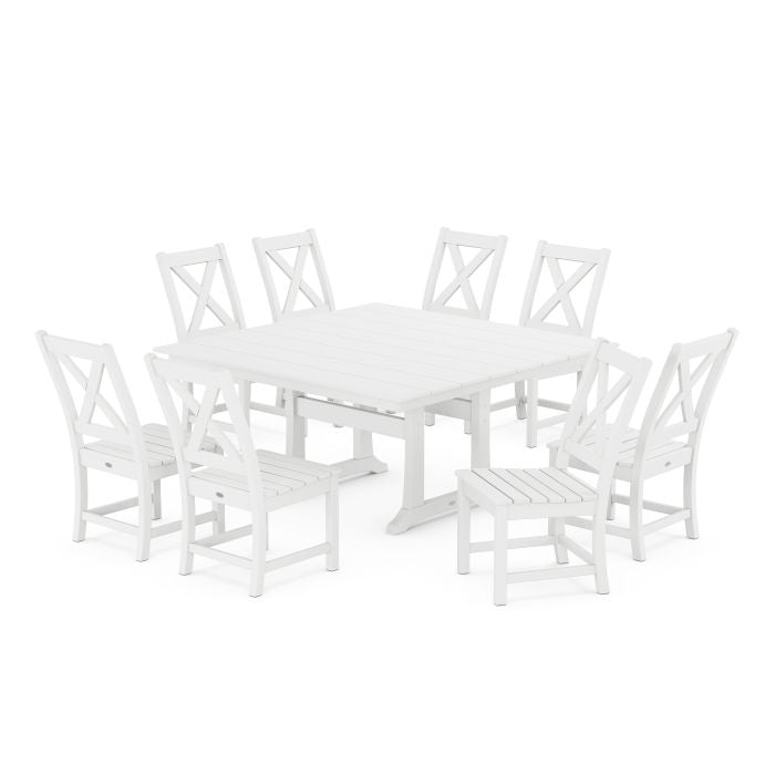 Polywood Braxton Side Chair 9-Piece Farmhouse Dining Set PWS1286-1