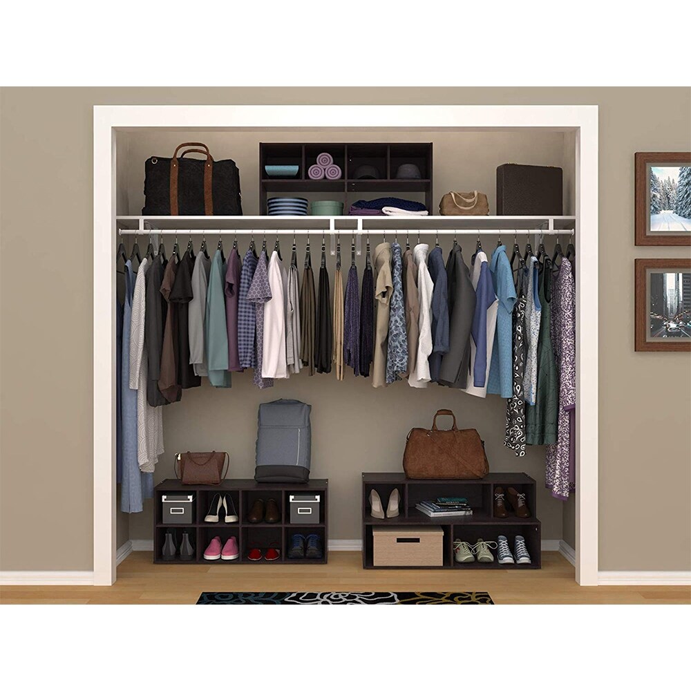 ClosetMaid 508200 Shelf Organizer with Shoe Rack and Cube Storage  Espresso   19.2