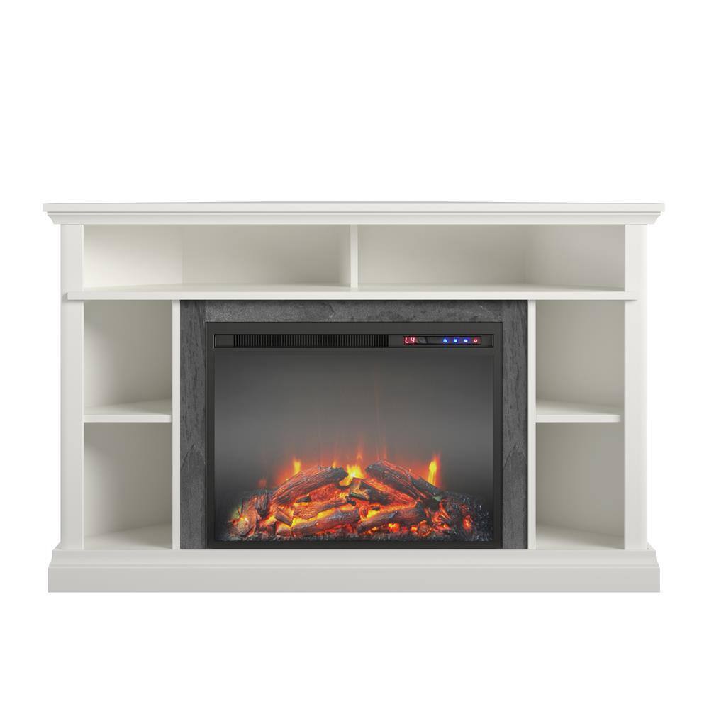 Ameriwood Home Parlor 47.625 in. Electric Corner Fireplace TV Stand in White HD68947