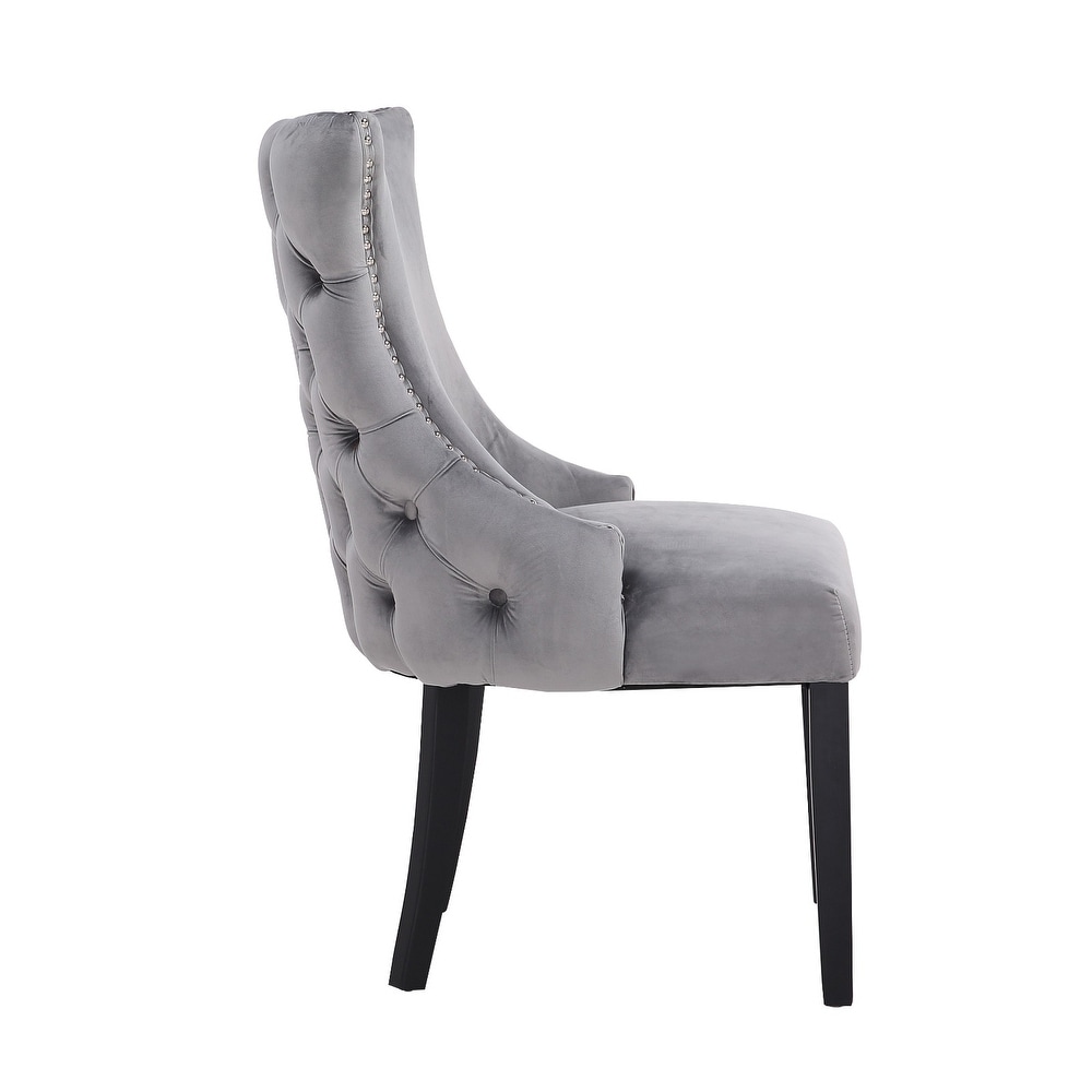 Modern Velvet Dining Chair With Wooden Legs  (Set of 2)