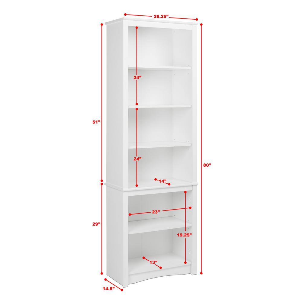 Prepac White Tall Bookcase WSBH-0003-1