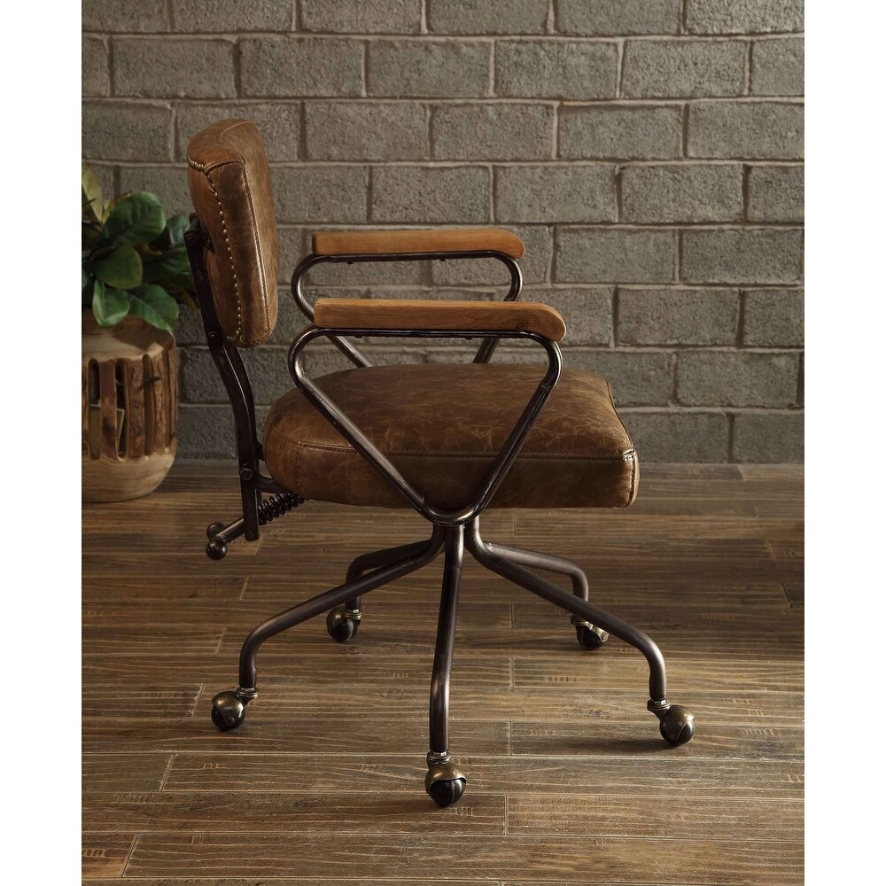 Office Chair in Vintage Whiskey Grain Leather Desk Chair Executive Chairs