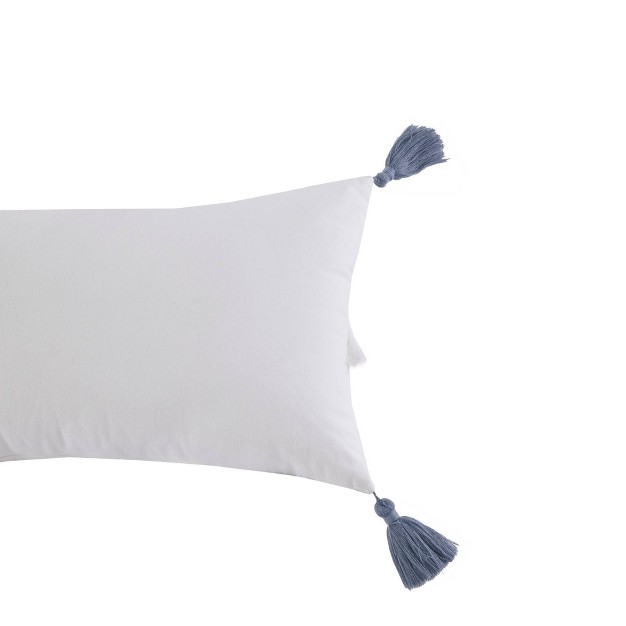 Ink ivy Reva Cotton Oblong Decorative Pillow Off White blue